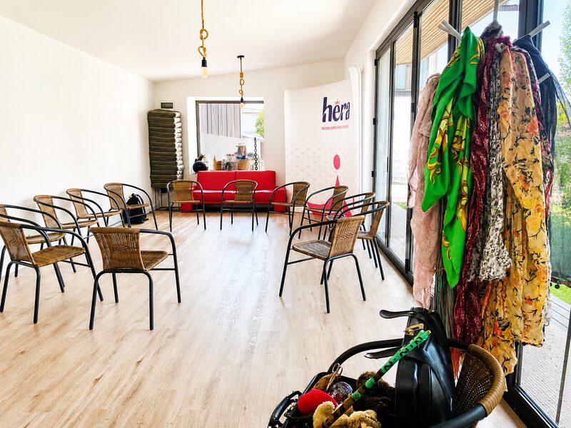 A space prepared for a group gathering